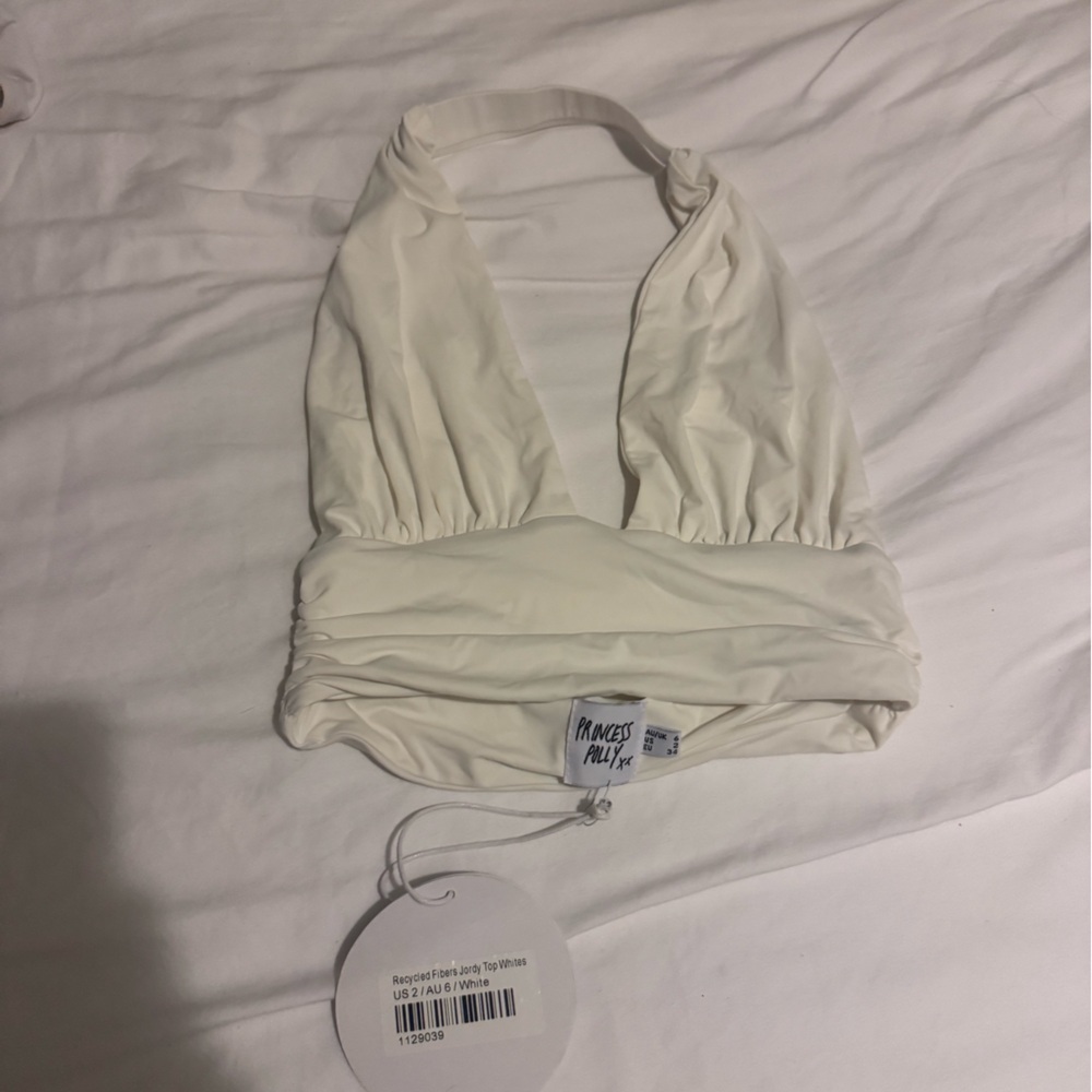 Princess Polly Cream/white Halter Top